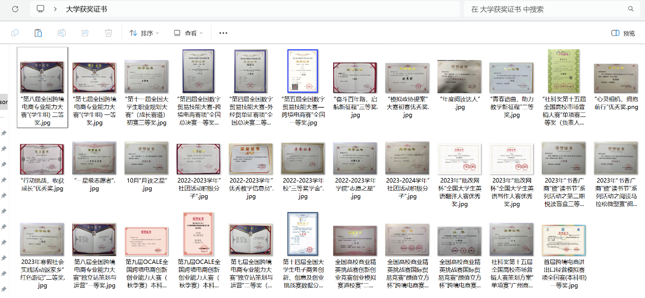 大学期间所获证书.png